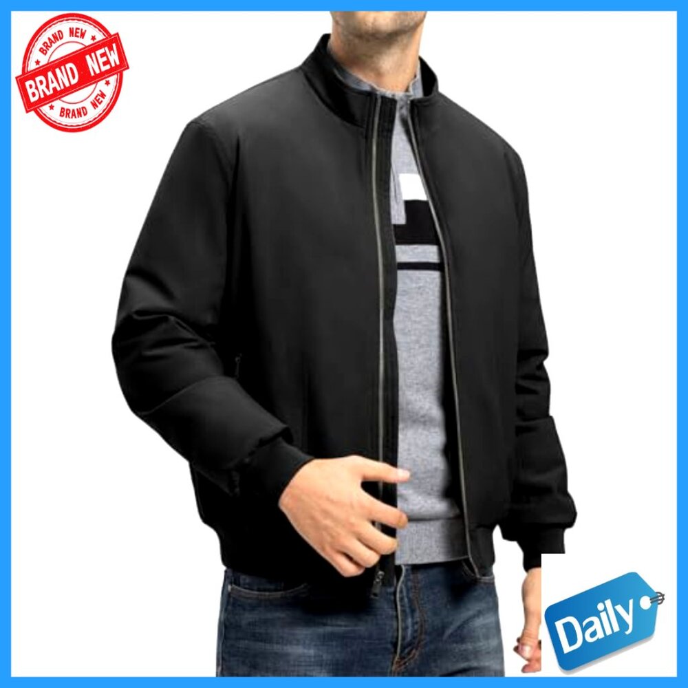 Men's Quilted Bomber Jacket Lightweight Windproof Water Resistant Casual Active - Picture 2 of 7
